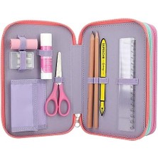 12591 3 Bölmeli Doldurulmuş Shots Sevimli Nakış Detayları, Kalem Kutusu, Cetvel, Vb, Çok Renkli, Küçük