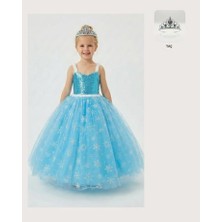 Butik Happy Kids Frozen Elsa Kostümü Askılı Kız Çocuk Prenses Elbisesi + Taç