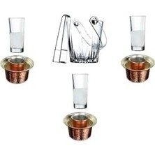 8 Parça Rakı Bardak Meşrubat Bakır Ehlikeyf ve Buz Kovası Keyif Seti 8695421120036984225