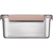 Paslanmaz Çelik Fırın - Saklama Kabı Dörtgen Kilitli 2.8 Lt - Kahverengi
