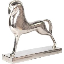 Metal Dekor At Figürlü Gümüş 40X10X34 Cm.
