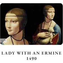 Retronote Lady With An Ermine, Da Vinci 1490, A4 Defter Vııı, Çizgisiz, Toplam 64 Sayfa, Tel Dikiş, Esnek Kapak, Oval Kenar, Tuval Doku, 60 Gram, Sarı Krem Renk, 21X29,7X0,5CM