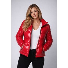 Remy's Çıkarılabilir Kapüşonlu Kadın Parlak Mont