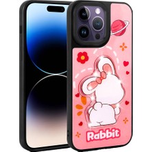 Zore Apple iPhone 14 Pro Max Kılıf Parlayan Kabartmalı Ikonik Figürlü Asma Amas Silikon Kapak-Pembe