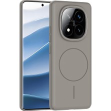 Zore Redmi Note 14 Pro Plus Kılıf Magsafe Şarj Özellikli Asma Ruby Silikon Kapak - Gri