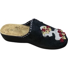 Güven Kundura Kadın Az Dolgulu Yünlü Işlemeli Ev Terliği