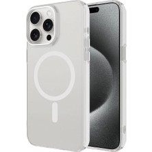 Zore iPhone 15 Pro Max Uyumlu Asma Magsafe Şarj Özellikli Buzlu Transparan C-Pro Sert Kapak-Renksiz