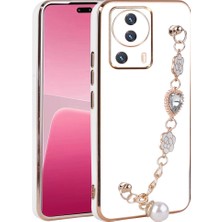 Zore Xiaomi Mi 13 Lite Kılıf El Tutamaçlı Kamera Korumalı Asma Taka Silikon Kapak-Beyaz