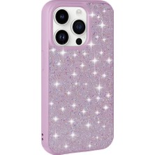 Zore Apple iPhone 14 Pro Kılıf Parlak Taşlı Tasarım Asma Pırlanta Kapak-Lila