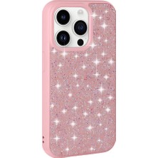 Zore Apple iPhone 14 Pro Kılıf Parlak Taşlı Tasarım Asma Pırlanta Kapak-Pembe