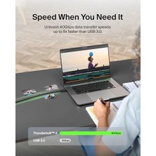 Thunderbolt 4 Kablo (2m 6.6ft), 100W Güç Dağıtımı Pd Etkinleştirilmiş USB Tip C Bağlantısı, USB 4 Uyumlu ve Daha Fazlasıyla Uyumlu, Siyah