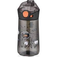 Tkk 400ML Pipetsiz Taşıma Askılı Süzgeçli Kilitlenebilir Kapak Çocuk Su Matarası (Siyah)