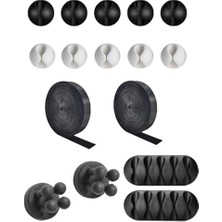 16 Parça Kablo Tutucu Cırt Seti | Yapışkanlı Kablo Klipsi | Masa Üstü Kablo Düzenleyici | Şarj Kablosu, Kulaklık, Usb, Hdmı, Mouse Kablosu Için | Ofis & Ev Kullanımı | Kablo Yönetimi Çözümü