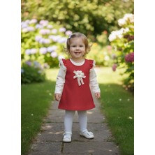 ruhaay Kız Çocuk Kolları Fırfır Detaylı Çiçekli ikili Uzun Kollu Badi Ve waffle Elbise 6-24 Ay