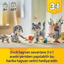 Creator 3’ü 1 Arada Oyunbaz Kedi 31163-8 Yaş ve Üzeri Çocuklar Için Köpek Veya Güvercin Figürüne Dönüşebilen Oyuncak Yapım Seti, Doğum Günü Hediyesi (407 Parça)
