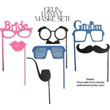 Gelin Damat 3D Baskı Parti Maskesi Seti Düğün & Nişan Pozları Için Eğlenceli Aksesuar