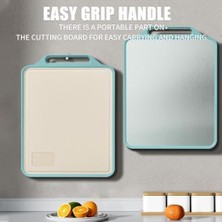 Çift Taraflı Titanyum ve Buğday Samanı Kesme Tahtası | Antibakteriyel, Hijyenik ve Kolay Temizlenebilir | Metal Yüzey Et, Pp Yüzey Sebze/meyve Için (39X30 Cm)