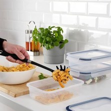 3 Adet Vakumlu Saklama Kapları 1,0 Litre Gri-Mavi Dikdörtgen Saklama Kutusu