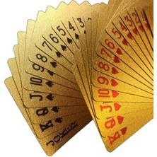 Iskambil Kağıdı Destesi Oyun Kartları Su Geçirmez Pvc Parlak Altın Rengi 54'lü