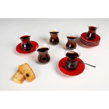 Seasons Kırmızı 6 Kişilik Çay Takımı