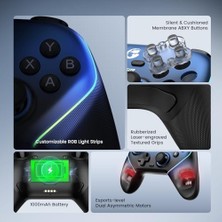 Super Gaming Controller For Pc/switch/ios/, Hall Effect Stick & Trigger, Rubberized Grips, Rgb Lighting, Swappable Abxy, Detachable Faceplate, 1000MAH With Charging