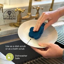 Fox Run Silikon Bulaşık Fırçalama Fırçası, Lacivert