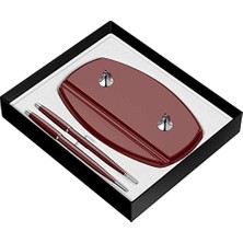 17 Ikili Kalem Masa Takımı Bordo Dolma Kalemtükenmez Kalem