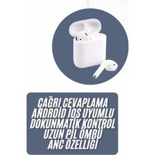 Femina Trendy 2025 Model Çağrı Cevaplayabilen Bluetooth Kulaklık Beyaz Dokunmatik Kontrol