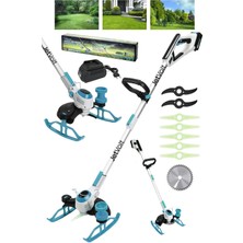 Jetvolt Çift Akülü Şarjlı Çim Biçme Makinesi - Mavi