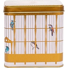 Bird Cage Desenli Kare Metal Saklama Kabı 9x9 cm (Bird Cage)