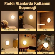 LED Hareket Sensörlü Ledli Gece Lambası Şarj Edilebilir, Taşınabilir 4000K Günışığı (1 Adet)