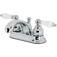 KB2601PL 4 Inç Lavabo Bataryası, Porselen Kol Saplı Parlak Krom