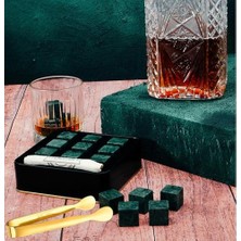 9 Adet Granit Mermer Viski Taşı ve Buz Maşası Seti Yılbaşı Yeniyıl Hediyesi