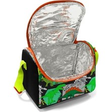 Siyah Yeşil Dinazor Baskılı Erkek Çocuk Beslenme Çantası