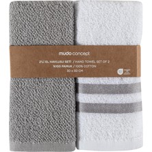 Naples 2'li El Havlusu Seti Beyaz Gri 30X50