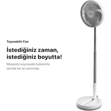 Smart Katlanabilir Vantilatör Doğal Rüzgar Şarj Edilebilir Bataryalı 4 Hız Kademeli Ultra Sessiz Taşınabilir Ayaklı Fan X6103