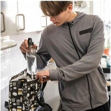 || Beslenme Çantası | Saklama Çantası | Desenli Gri | Malzemeler: %100 Polipropilen | Ofis / Kolej ve Okul Için