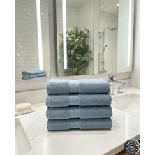 Mions Velur %100 Pamuk Doğal El & Yüz & Baş Havlusu 4 Adet - Açık Mavi