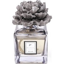 500 ml Siyah Kare Transparan Şişe Gül Seramik Taşlı Vanilya Oda Kokusu