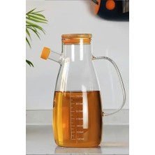 Cam Yağdanlık Bambu Kapaklı Borosilikat 1000 M