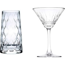 Leafy Meşrubat Bardağı, 4'lü 450 cc ve Kokteyl Kadehi, 4'lü, 220 cc