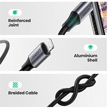 Mfi Lightning To 3.5mm Örgülü Ses Kablosu 1 Metre