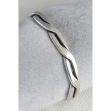 Pazarcan Otantik Gümüş Renk Motif Işleme Plaka Erkek Bileklik - TJ-EB3618