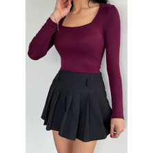 Gülseli Kadın Kare Yaka Likralı Body Bluz P-00020267