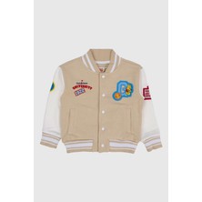 Haribo Kids Unisex Çocuk Rahat Kalıp Armalı Kolej Ceket - Bej