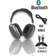 Mobixom P9 Air Pro Max Kablosuz 5.0 Mikrofonlu Sd Kart Girişli Aux Kablolu Bluetooth Kulaklık