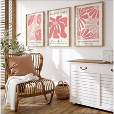 Pam Studio 3’lü Ahşap Çerçeveli Tablo Seti – Henri Matisse ve Blooming Flowers Botanik Minimal Duvar Dekoru
