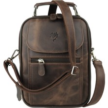 MÇ Deri Erkek El ve Omuz Askılı Premium Crazy Deri Çanta %100 Hakiki Dana Derisinden