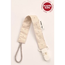My Vera Vizon Puantiyeli - Plastik Klipsli Pamuklu Emzik Askısı - Emzik Zinciri - Emzik Tutacağı