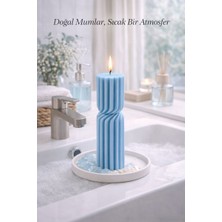 Flow Home Dekoratif Lüks Soya Mum,el Yapımı Doğal Mum,uzun Yanma Süreli Modern Ev Hediyesi,ev Süsü Mavi 340 G